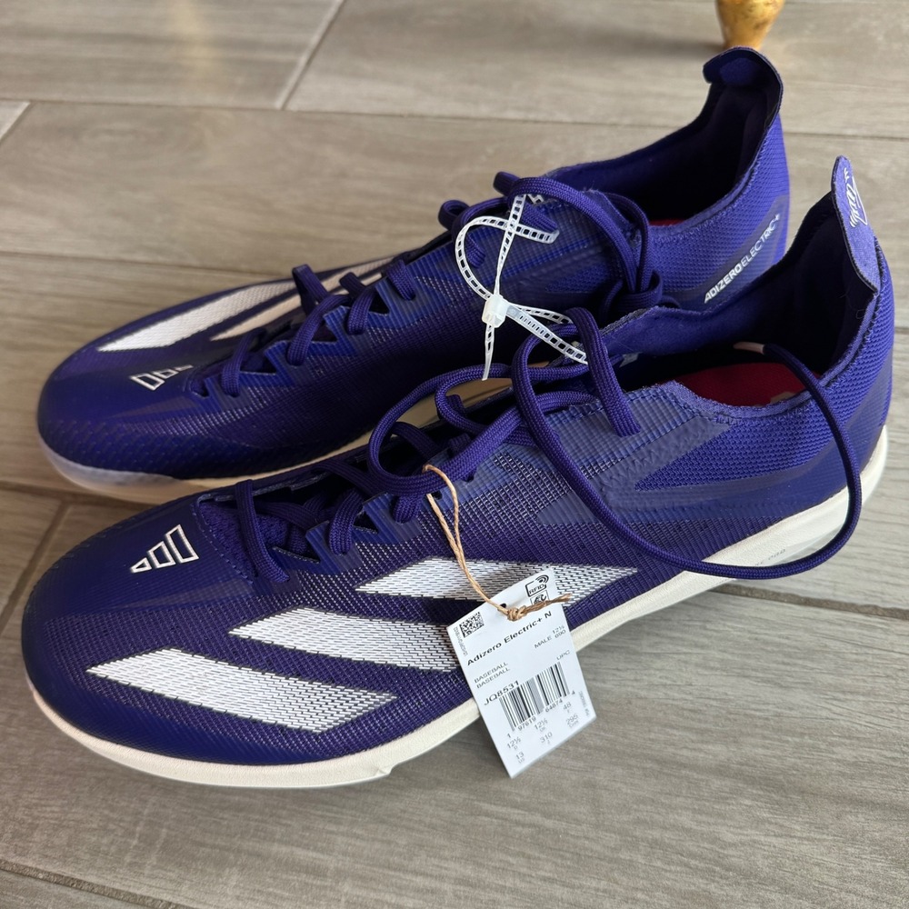 Adidas Adizero Electric+ N Baseball Cleats Purple White JQ8531 Mens Size 13